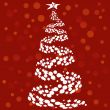 Abstract Christmas tree on red background