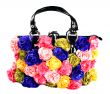 female bag with artificial flowers