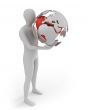 White man holds globe with heart, Europe part