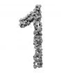 Alphabet made from hammered nails isolated, number 1