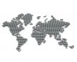 Continents made from silver balls, perspective version 