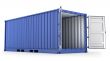 Opened blue freight container