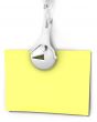 Two abstract men pin yellow note