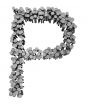 Alphabet made from hammered nails, letter P