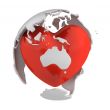 Globe with heart, Australia part
