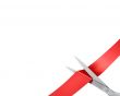 Scissors cut ribbon, closeup corner version 