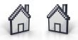 Pixelated house in perspective from two different angles