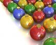 A lot of christmas glossy and shiny balls with different colors 