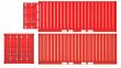 Opened and closed container front and side view