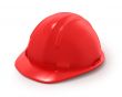 Red builder`s helmet isolated