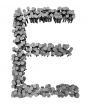 Alphabet made from hammered nails, letter E