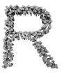 Alphabet made from hammered nails, letter R