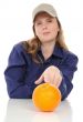 Young woman and orange