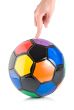 Soccer ball in hand isolated