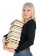 The blonde Holding Lots of Books