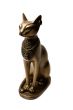 Bronze figure of the Egyptian cat. Isolated on a white backgroun