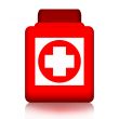 Jar of pills with medical cross