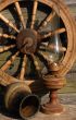 Betty Lamp, Jug And Spinning Wheel