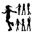 silhouettes of a girl in different positions