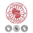 Grunge rubber stamp with two hearts