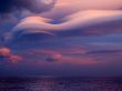 Unusual cloud over sea.