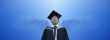 Asian male graduate with angel wings