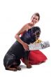 rottweiler, gift and woman
