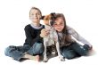 children and  jack russel terrier