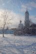 View of Church Thru Frosty Window