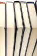 books on white background macro