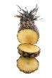 Cutting pineapple on white
