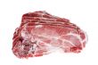 Cutting pork on white background