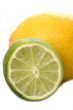Lime and lemon on white background