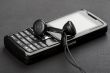 mobile phone close up on black
