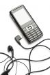 mobile phone with head set close up