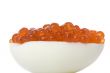 Red caviar on egg