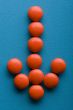 Red Tablets on blue background