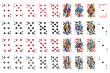 Set of playing card close up on white