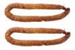 Smoked sausage on white macro