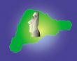 Map of Easter Island with the statue of an idol 