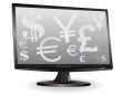 monitor with a picture of currency symbols