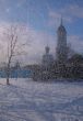 View Of Church Thru Frosty Window