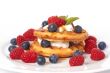 Belgian waffles with berries and cream