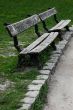 Two wooden park brenches