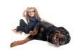 rottweiler and child
