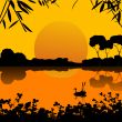 sunset on a lake scene