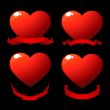 Red shiny hearts