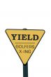 Isolated Yield golfer crossing sign