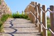 Pathway with wood post fence