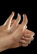Three hands gesturing fingers up